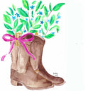 Cowboy Boots & Wildflowers - Watercolor Print - shelby nicole