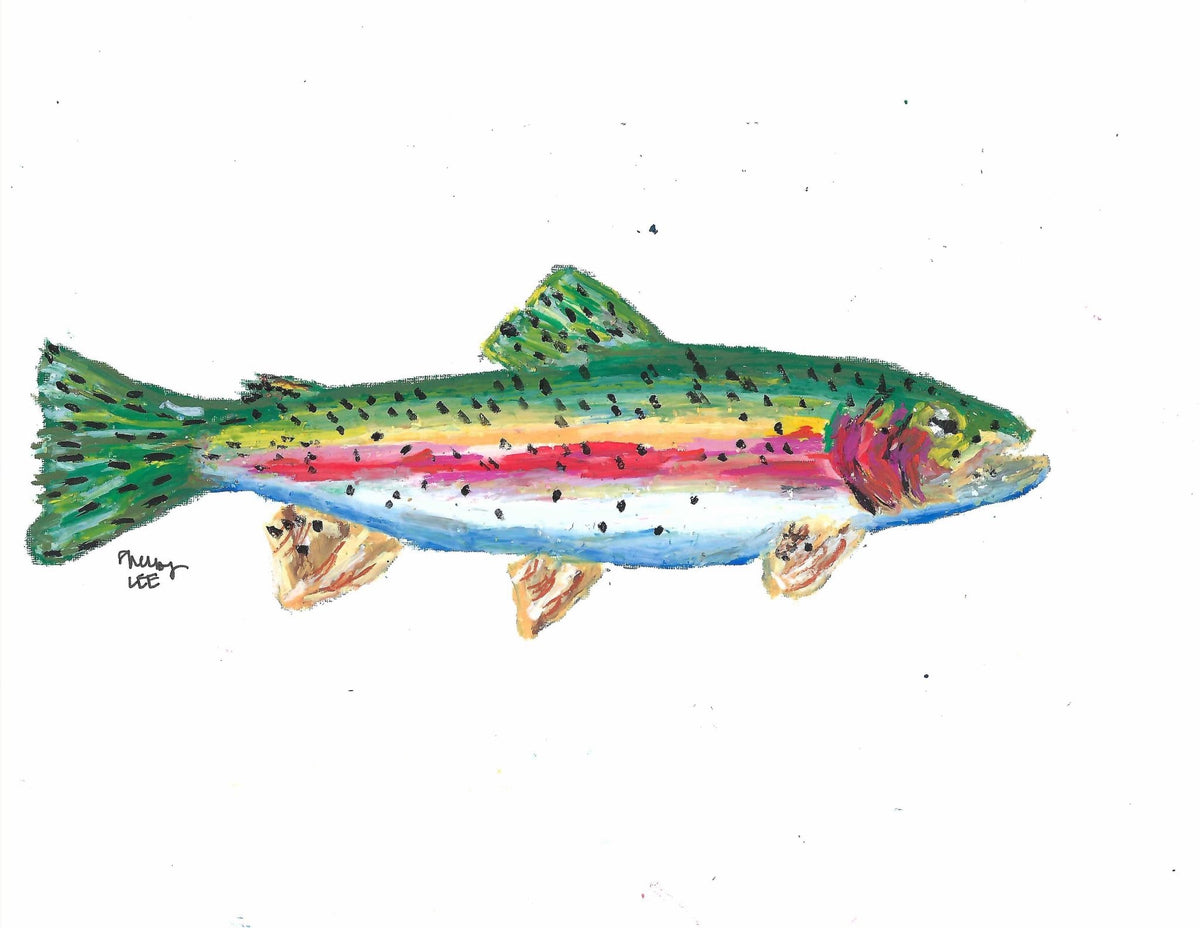 Rainbow Trout Oil Pastel Painting — Original & Prints - shelby nicole