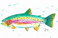 Splashing Rainbow Trout Watercolor Painting | Fish Wall Art - shelby nicole